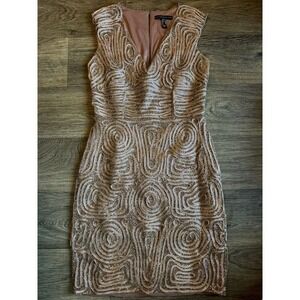 Aidan Mattox Sleeveless Beaded Gown Size 2 Mother Of The Bride Rose Gold Dress